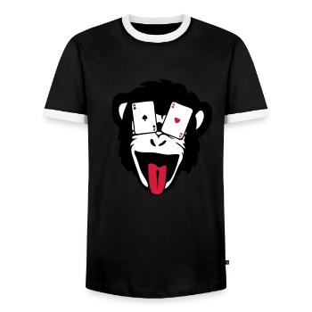 Affe Gorilla Affe Poker tete5 - Männer Kontrast-T-Shirt - Schwarz/Weiß - Vorne - AI Model Female 172 light (172cm) & AI Model Male 178 light (178cm)