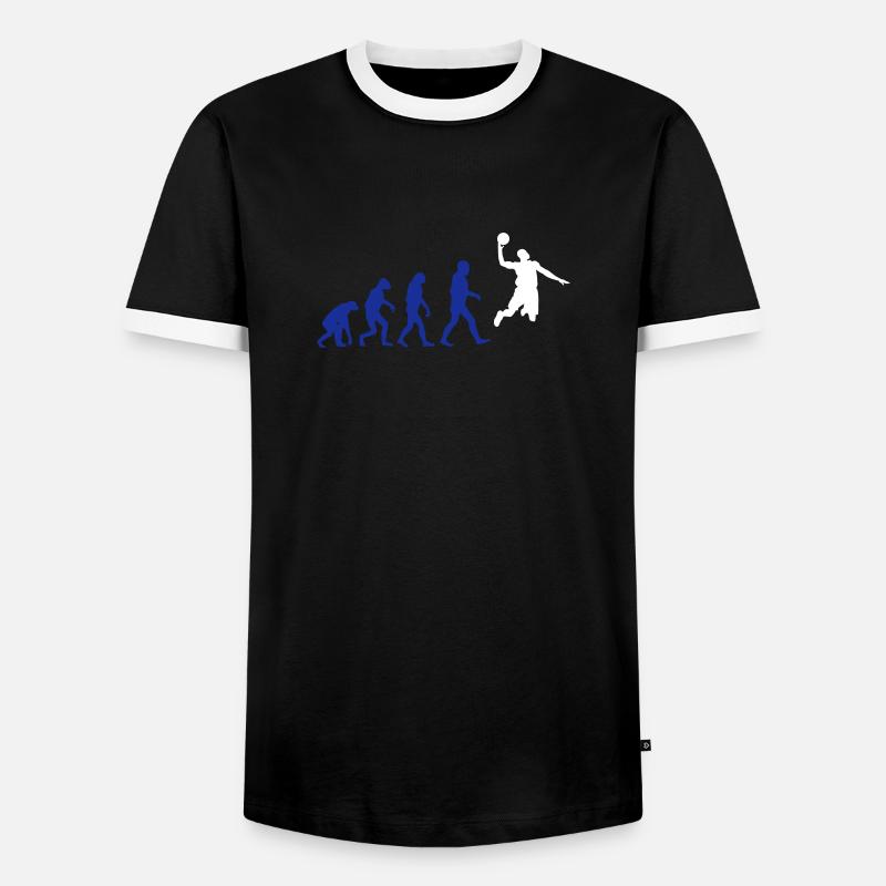 Basketball evolution logo - Männer Kontrast-T-Shirt - Schwarz/Weiß