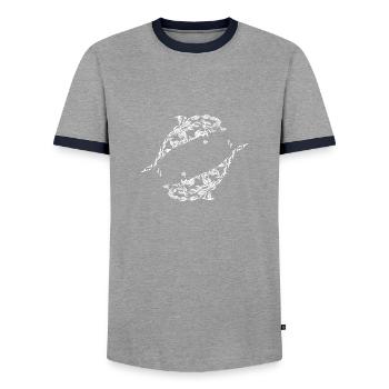 Maori Dolphin Tattoo Stammen Formen - Geschenkidee - Männer Kontrast-T-Shirt - Grau/Navy  - Vorne - AI Model Female 172 light (172cm) & AI Model Male 178 light (178cm)
