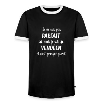 Je ne suis pas parfait mais vendéen - T-shirt contrasté Homme - noir/blanc - Devant - AI Model Female 172 light (172cm) & AI Model Male 178 light (178cm)