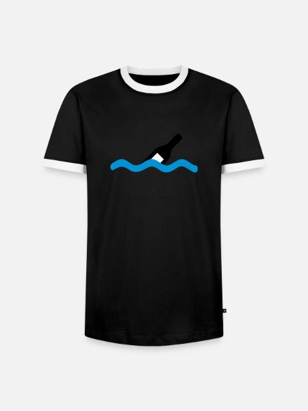 Flaschenpost - Männer Kontrast-T-Shirt - Schwarz/Weiß