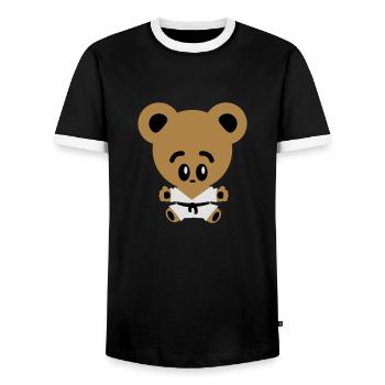 ours de kung fu - T-shirt contrasté Homme - noir/blanc - Devant - AI Model Female 172 light (172cm) & AI Model Male 178 light (178cm)