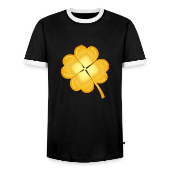 Kleeblatt Gold - Männer Kontrast-T-Shirt - Schwarz/Weiß - Vorne - AI Model Female 172 light (172cm) & AI Model Male 178 light (178cm)