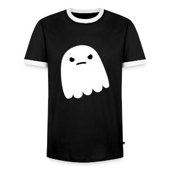 Very unhappy ghost (angry Ghost) - Men's Ringer Shirt - black/white - Front - AI Model Female 172 light (172cm) & AI Model Male 178 light (178cm)