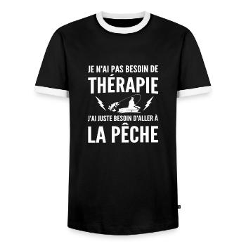 thérapie pêche / cadeau humour pêcheur - T-shirt contrasté Homme - noir/blanc - Devant - AI Model Female 172 light (172cm) & AI Model Male 178 light (178cm)