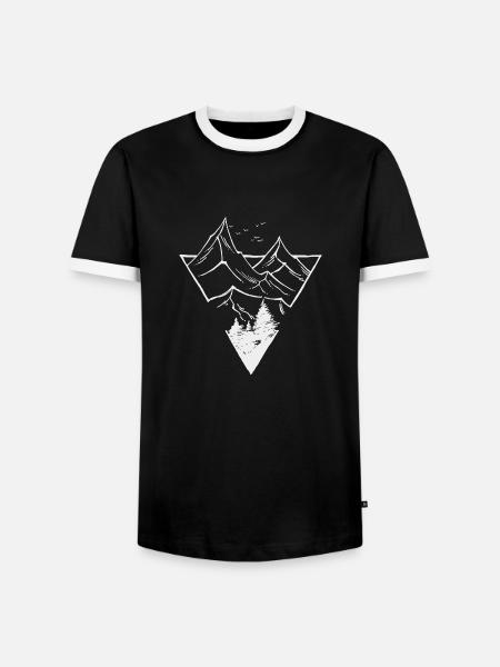 Dreieck, Berge & Wald - Männer Kontrast-T-Shirt - Schwarz/Weiß