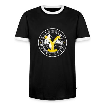 Yellowstone Dutton Ranch For Dark - Men's Ringer Shirt - black/white - Front - AI Model Female 172 light (172cm) & AI Model Male 178 light (178cm)