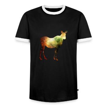 Moose Space Stars - Men's Ringer Shirt - black/white - Front - AI Model Female 172 light (172cm) & AI Model Male 178 light (178cm)