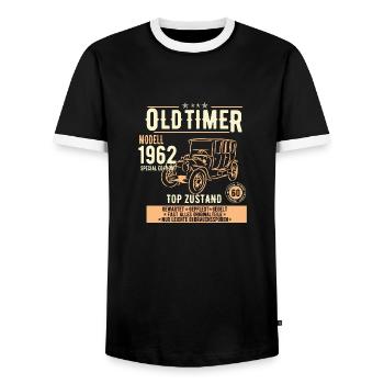 60. Geburtstag Oldtimer 1962, Geschenk - Männer Kontrast-T-Shirt - Schwarz/Weiß - Vorne - AI Model Female 172 light (172cm) & AI Model Male 178 light (178cm)