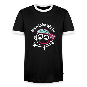 Pirate Headscarf Comic Graffiti Sea - Men's Ringer Shirt - black/white - Front - AI Model Female 172 light (172cm) & AI Model Male 178 light (178cm)