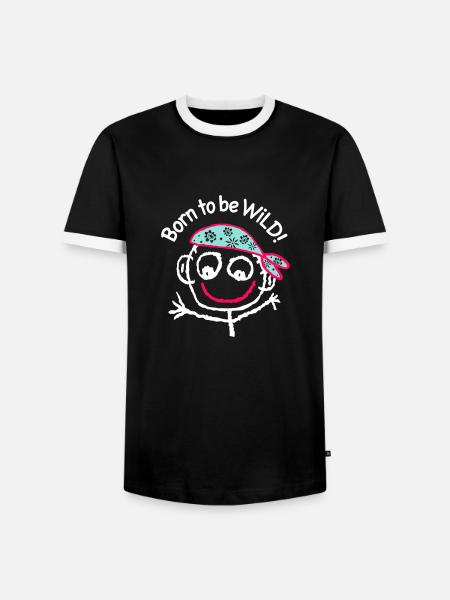 Pirate Headscarf Comic Graffiti Sea - Men's Ringer Shirt - black/white