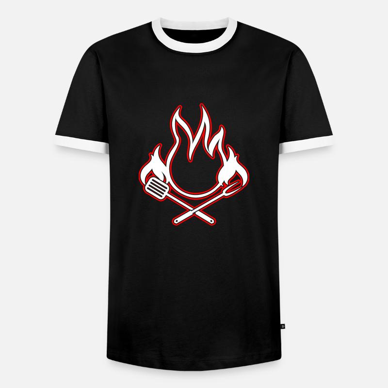 BBQ - Männer Kontrast-T-Shirt - Schwarz/Weiß
