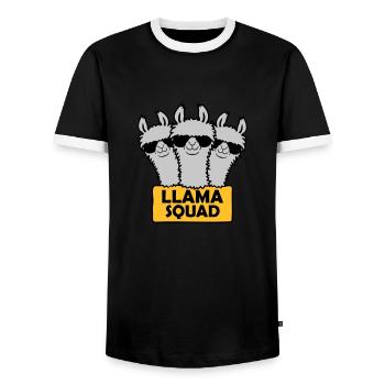 Conception de l’équipe Llama Squad - T-shirt contrasté Homme - noir/blanc - Devant - AI Model Female 172 light (172cm) & AI Model Male 178 light (178cm)