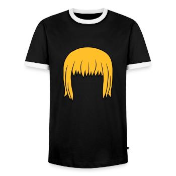 Anime Blonde Bobfrisur Bob - Männer Kontrast-T-Shirt - Schwarz/Weiß - Vorne - AI Model Female 172 light (172cm) & AI Model Male 178 light (178cm)