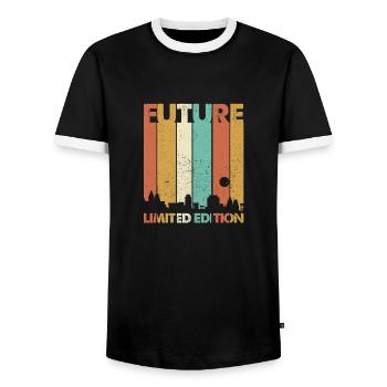 Future Limited Edition - Men's Ringer Shirt - black/white - Front - AI Model Female 172 light (172cm) & AI Model Male 178 light (178cm)