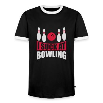 Je suis nul au bowling - T-shirt contrasté Homme - noir/blanc - Devant - AI Model Female 172 light (172cm) & AI Model Male 178 light (178cm)