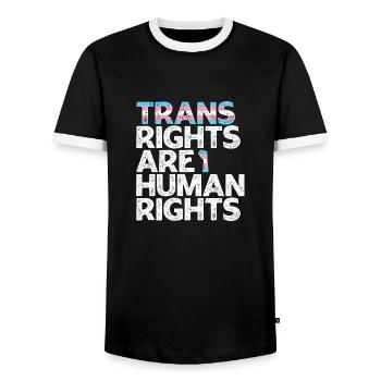 LBGT Flag Gay Pride Les droits des trans sont des droits humains - T-shirt contrasté Homme - noir/blanc - Devant - AI Model Female 172 light (172cm) & AI Model Male 178 light (178cm)