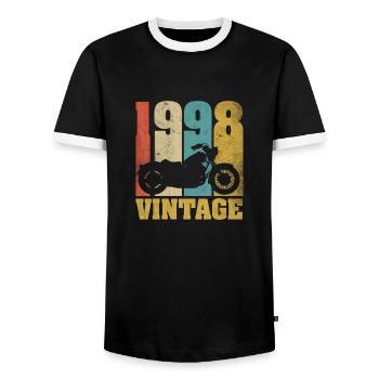 1998 Born birthday biker motorcycle gift - Men's Ringer Shirt - black/white - Front - AI Model Female 172 light (172cm) & AI Model Male 178 light (178cm)