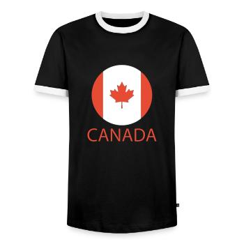 Canada - Men's Ringer Shirt - black/white - Front - AI Model Female 172 light (172cm) & AI Model Male 178 light (178cm)