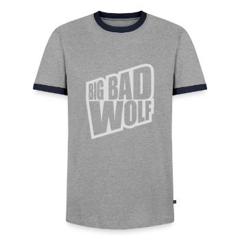 big bad wolf quote - Men's Ringer Shirt - grey/navy  - Front - AI Model Female 172 light (172cm) & AI Model Male 178 light (178cm)