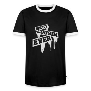 best cousin ever quote - Men's Ringer Shirt - black/white - Front - AI Model Female 172 light (172cm) & AI Model Male 178 light (178cm)