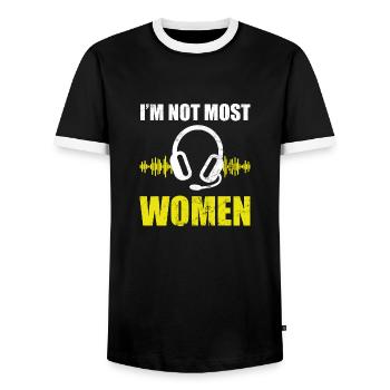 Notrufverteiler Frauen notruf verteiler - Männer Kontrast-T-Shirt - Schwarz/Weiß - Vorne - AI Model Female 172 light (172cm) & AI Model Male 178 light (178cm)