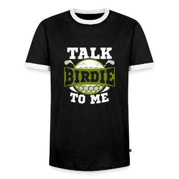 Talk Birdie To Me Golf Golfing - Men's Ringer Shirt - black/white - Front - AI Model Female 172 light (172cm) & AI Model Male 178 light (178cm)