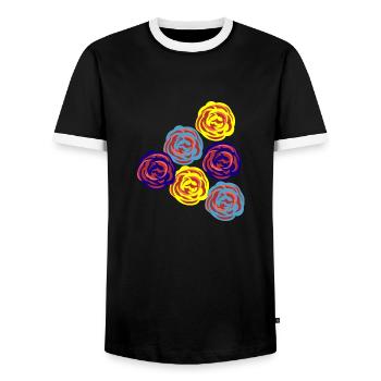 Florist Flower Plant Nature Gardener - Men's Ringer Shirt - black/white - Front - AI Model Female 172 light (172cm) & AI Model Male 178 light (178cm)