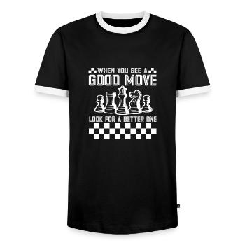 Lusitger Schachspieler Spruch I Schach - Männer Kontrast-T-Shirt - Schwarz/Weiß - Vorne - AI Model Female 172 light (172cm) & AI Model Male 178 light (178cm)