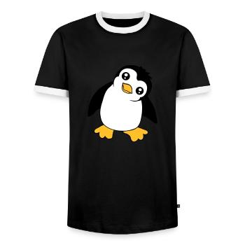 Pinguin Baby Süßer Kleiner Lustig Kind Vogel Liebe - Männer Kontrast-T-Shirt - Schwarz/Weiß - Vorne - AI Model Female 172 light (172cm) & AI Model Male 178 light (178cm)