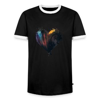 Herz Farbtropfen Bunt - Männer Kontrast-T-Shirt - Schwarz/Weiß - Vorne - AI Model Female 172 light (172cm) & AI Model Male 178 light (178cm)