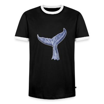 "Walflosse", Boho Line Art Design, Serie "Ocean" - Männer Kontrast-T-Shirt - Schwarz/Weiß - Vorne - AI Model Female 172 light (172cm) & AI Model Male 178 light (178cm)
