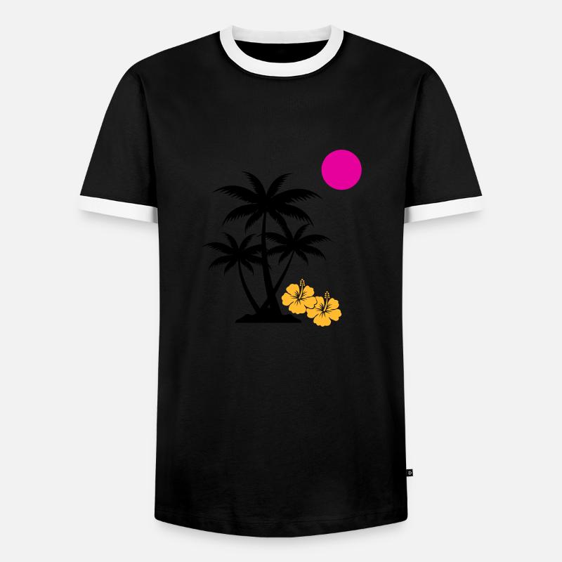 Palm Sunset - Men's Ringer Shirt - black/white