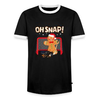 Hockey Goalie Funny Gingerbread Oh Snap Cookie - T-shirt contrasté Homme - noir/blanc - Devant - AI Model Female 172 light (172cm) & AI Model Male 178 light (178cm)