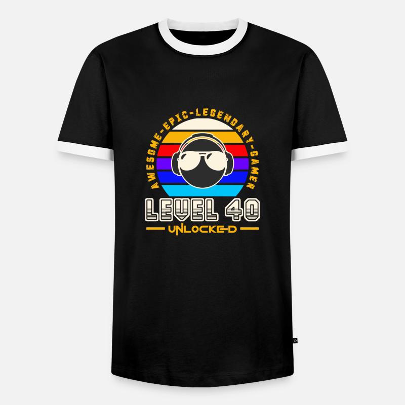Stufe 40 - Männer Kontrast-T-Shirt - Schwarz/Weiß