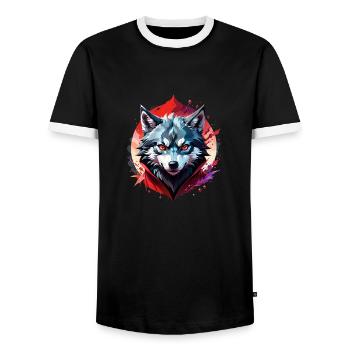 loup tatouage - T-shirt contrasté Homme - noir/blanc - Devant - AI Model Female 172 light (172cm) & AI Model Male 178 light (178cm)