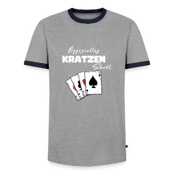 Scratch Official Shirt - Men's Ringer Shirt - grey/navy  - Front - AI Model Female 172 light (172cm) & AI Model Male 178 light (178cm)
