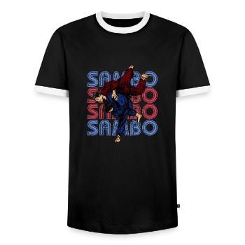 Sambo Selbstverteidigung UdSSR Kampfkunst - Männer Kontrast-T-Shirt - Schwarz/Weiß - Vorne - AI Model Female 172 light (172cm) & AI Model Male 178 light (178cm)