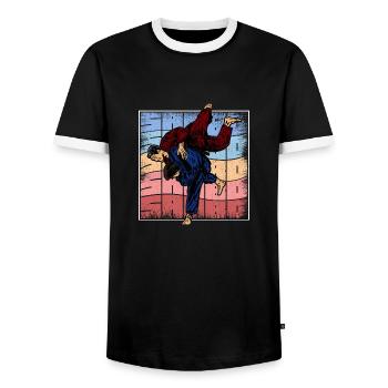 Sambo Soviet Union USSR Russia Sports - Men's Ringer Shirt - black/white - Front - AI Model Female 172 light (172cm) & AI Model Male 178 light (178cm)