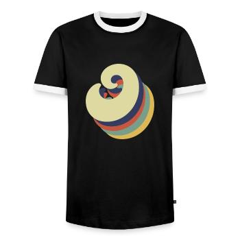 Lettre o rétro - T-shirt contrasté Homme - noir/blanc - Devant - AI Model Female 172 light (172cm) & AI Model Male 178 light (178cm)