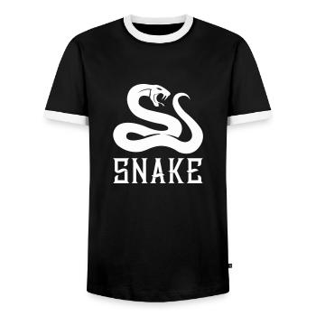 snake white - Männer Kontrast-T-Shirt - Schwarz/Weiß - Vorne - AI Model Female 172 light (172cm) & AI Model Male 178 light (178cm)
