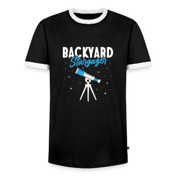 Backyard Stargazer Étoiles Planètes Astronomie - T-shirt contrasté Homme - noir/blanc - Devant - AI Model Female 172 light (172cm) & AI Model Male 178 light (178cm)