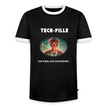 Tech Pill: Engineers' Choice - Men's Ringer Shirt - black/white - Front - AI Model Female 172 light (172cm) & AI Model Male 178 light (178cm)