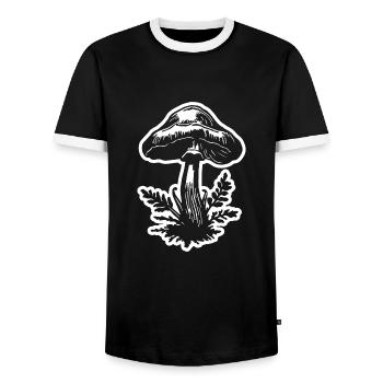 Pilz Pilzsammler - Männer Kontrast-T-Shirt - Schwarz/Weiß - Vorne - AI Model Female 172 light (172cm) & AI Model Male 178 light (178cm)