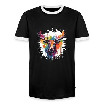 Elch - Männer Kontrast-T-Shirt - Schwarz/Weiß - Vorne - AI Model Female 172 light (172cm) & AI Model Male 178 light (178cm)
