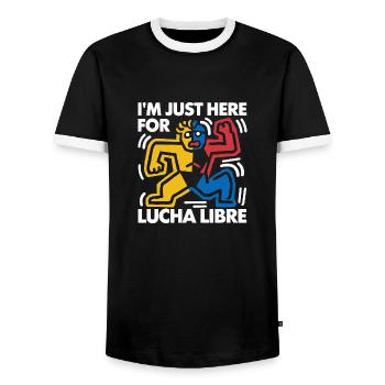 Action et look lutte - T-shirt contrasté Homme - noir/blanc - Devant - AI Model Female 172 light (172cm) & AI Model Male 178 light (178cm)