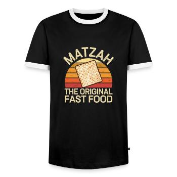 Kosher enjoyment in style - Men's Ringer Shirt - black/white - Front - AI Model Female 172 light (172cm) & AI Model Male 178 light (178cm)