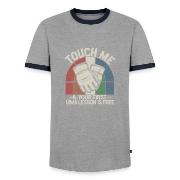 Statement für MMA-Fans - Männer Kontrast-T-Shirt - Grau/Navy  - Vorne - AI Model Female 172 light (172cm) & AI Model Male 178 light (178cm)