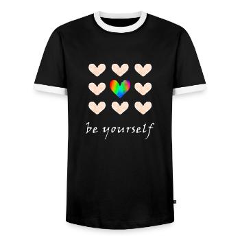 be yourself - Rainbow colors - Men's Ringer Shirt - black/white - Front - AI Model Female 172 light (172cm) & AI Model Male 178 light (178cm)