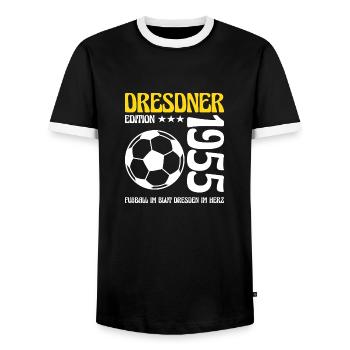 Dresden Birthday 1955 Football Gift - Men's Ringer Shirt - black/white - Front - AI Model Female 172 light (172cm) & AI Model Male 178 light (178cm)